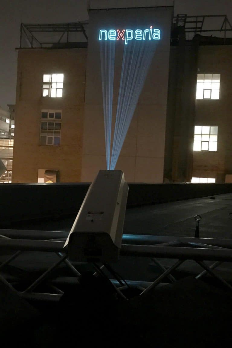 laserprojektion auf gebäude