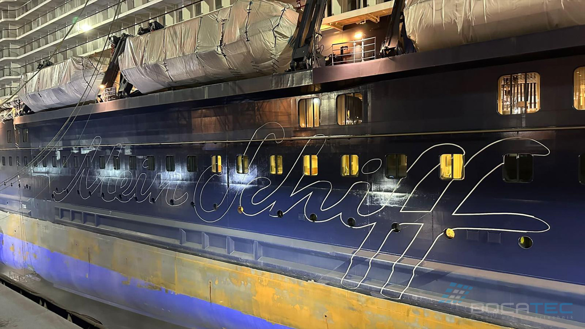 Laserprojektion für Schiffsbemalung